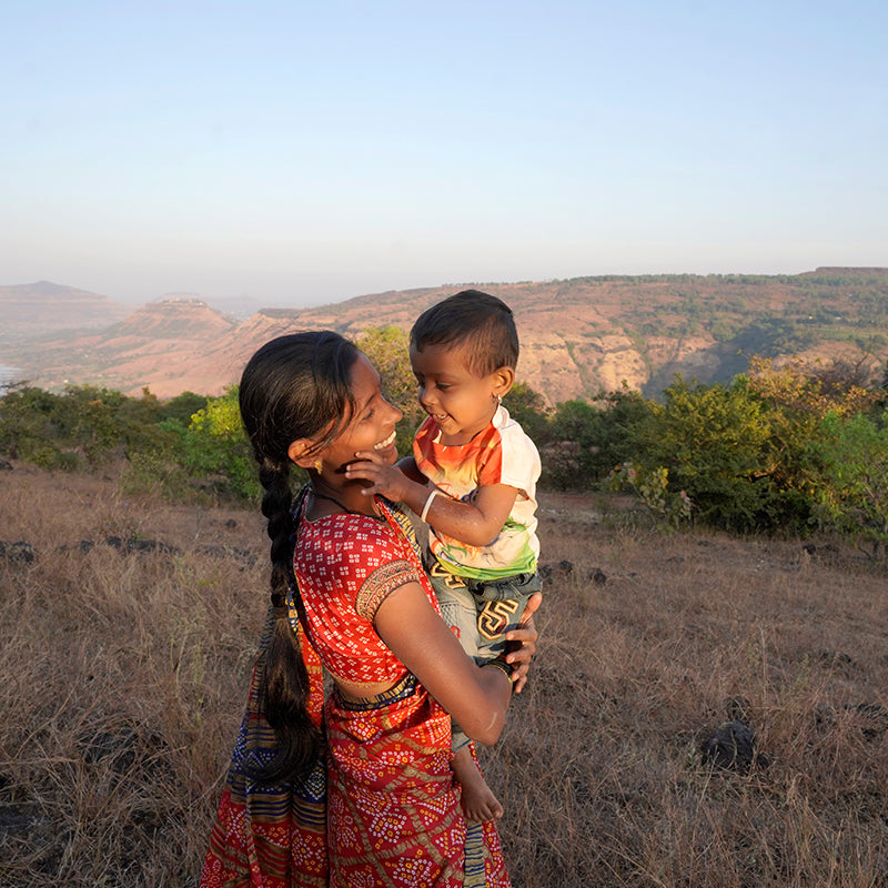 Woman holding child