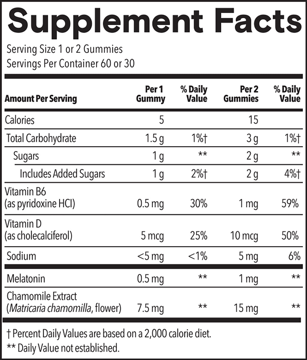 Kids Sleep Melatonin 0.5mg sup-facts