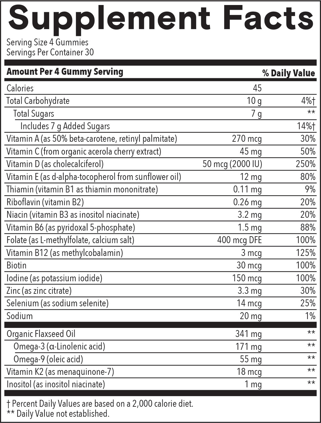 Women’s Organic Multi & Omegas 13201203 sup-facts