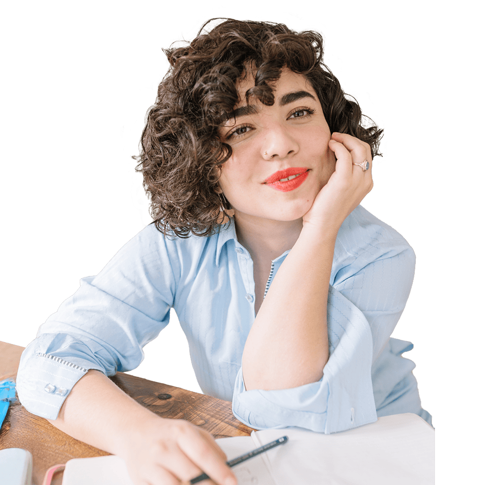 relaxed lady resting her hand on her face