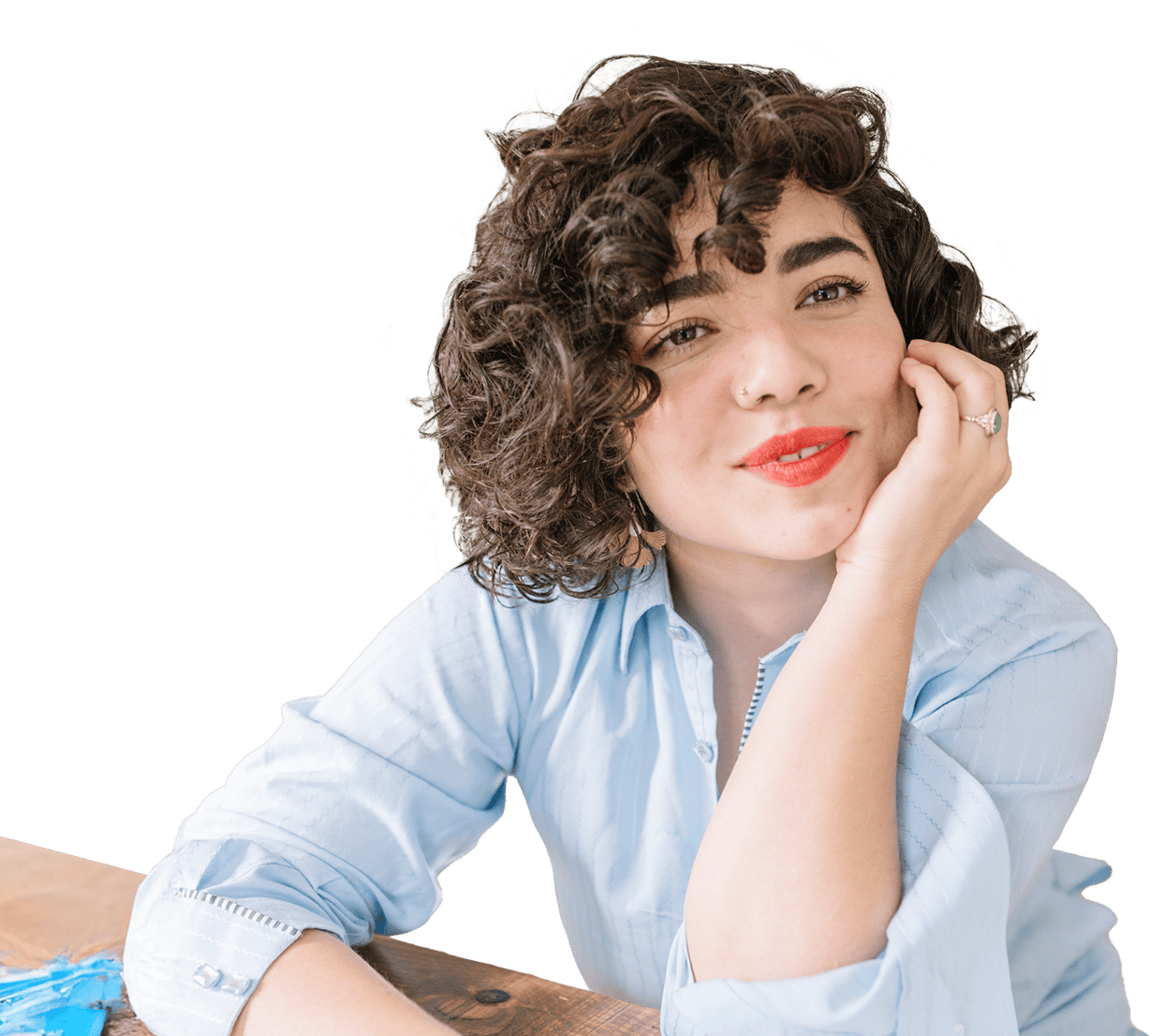 relaxed lady with hand resting on face