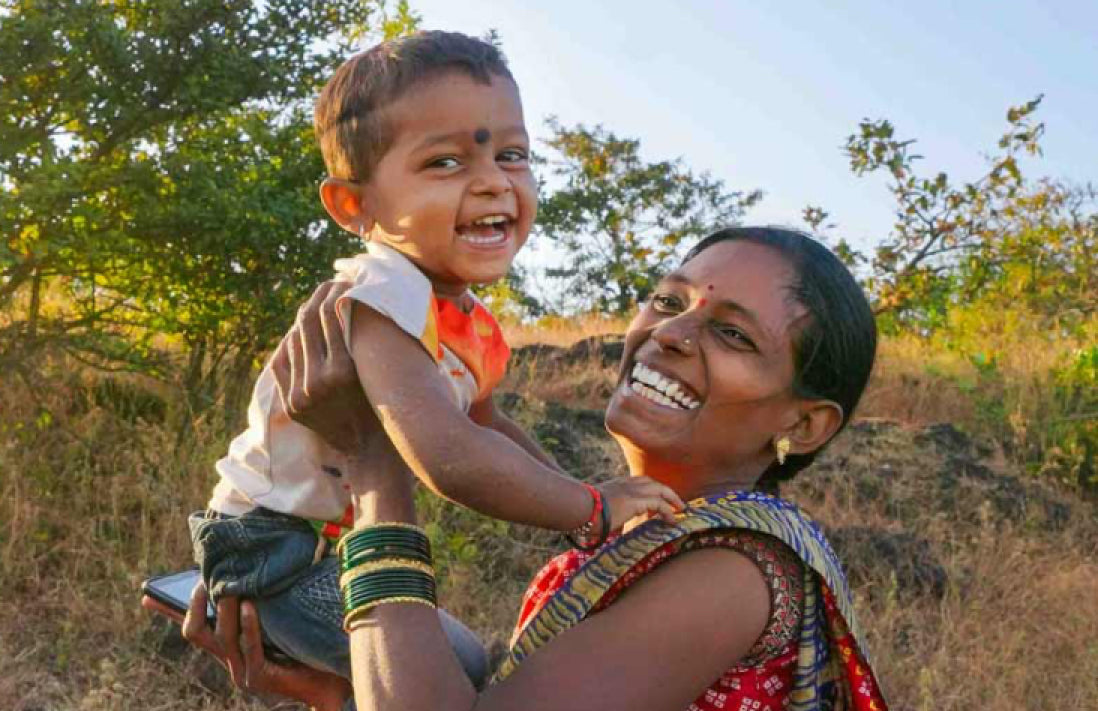 Woman holding child