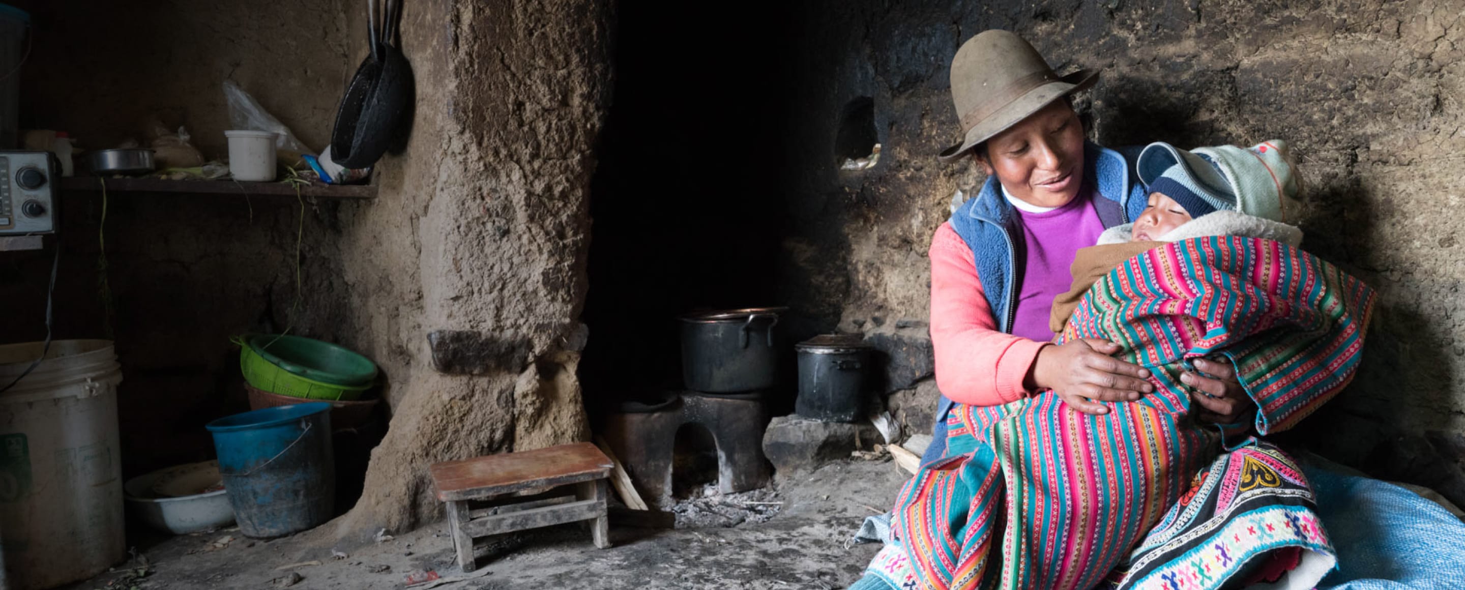 Peruvian mother holding child