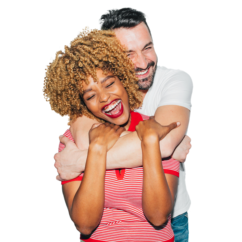 Man and woman hugging