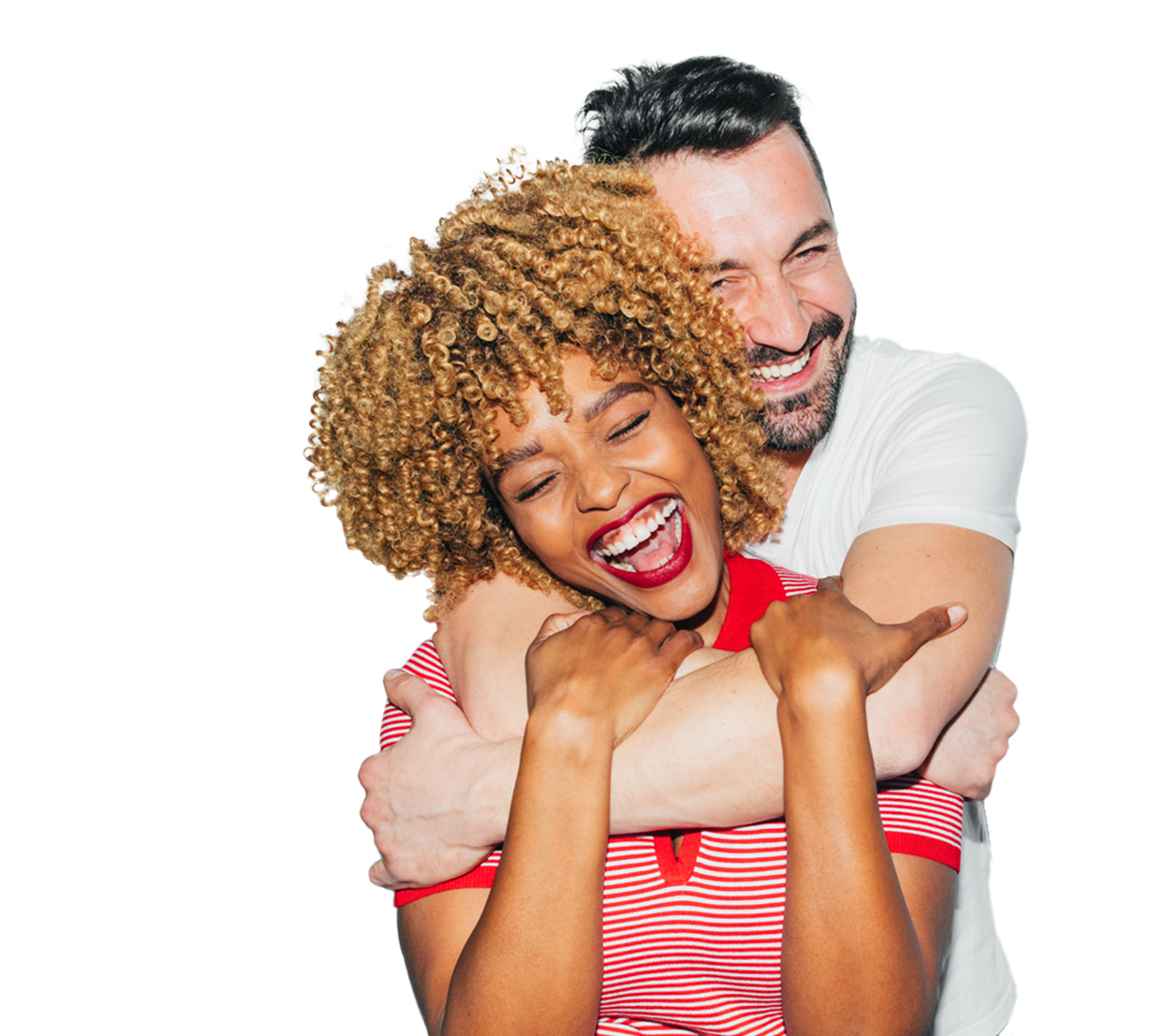 Man and woman hugging