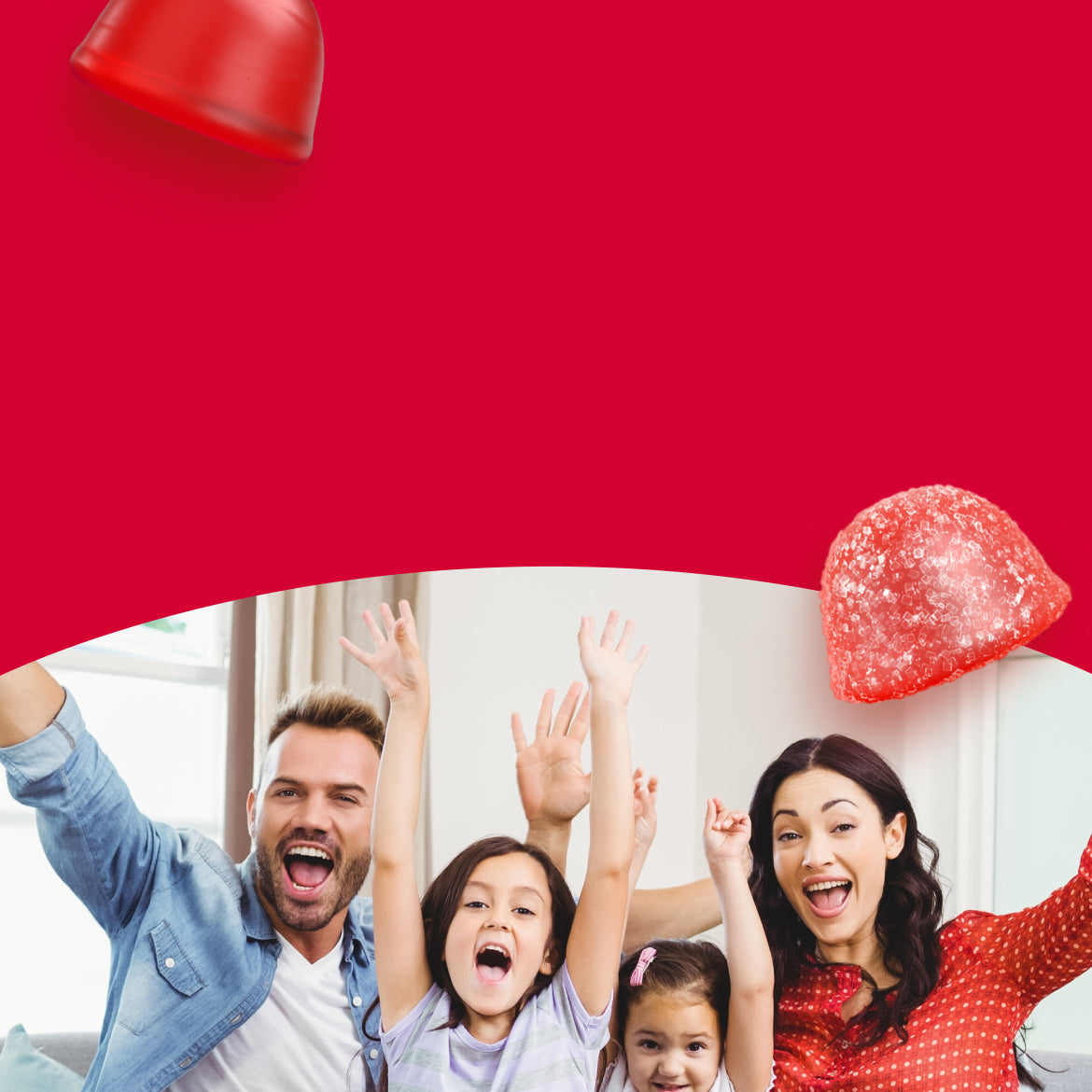 Family with children in a living room
