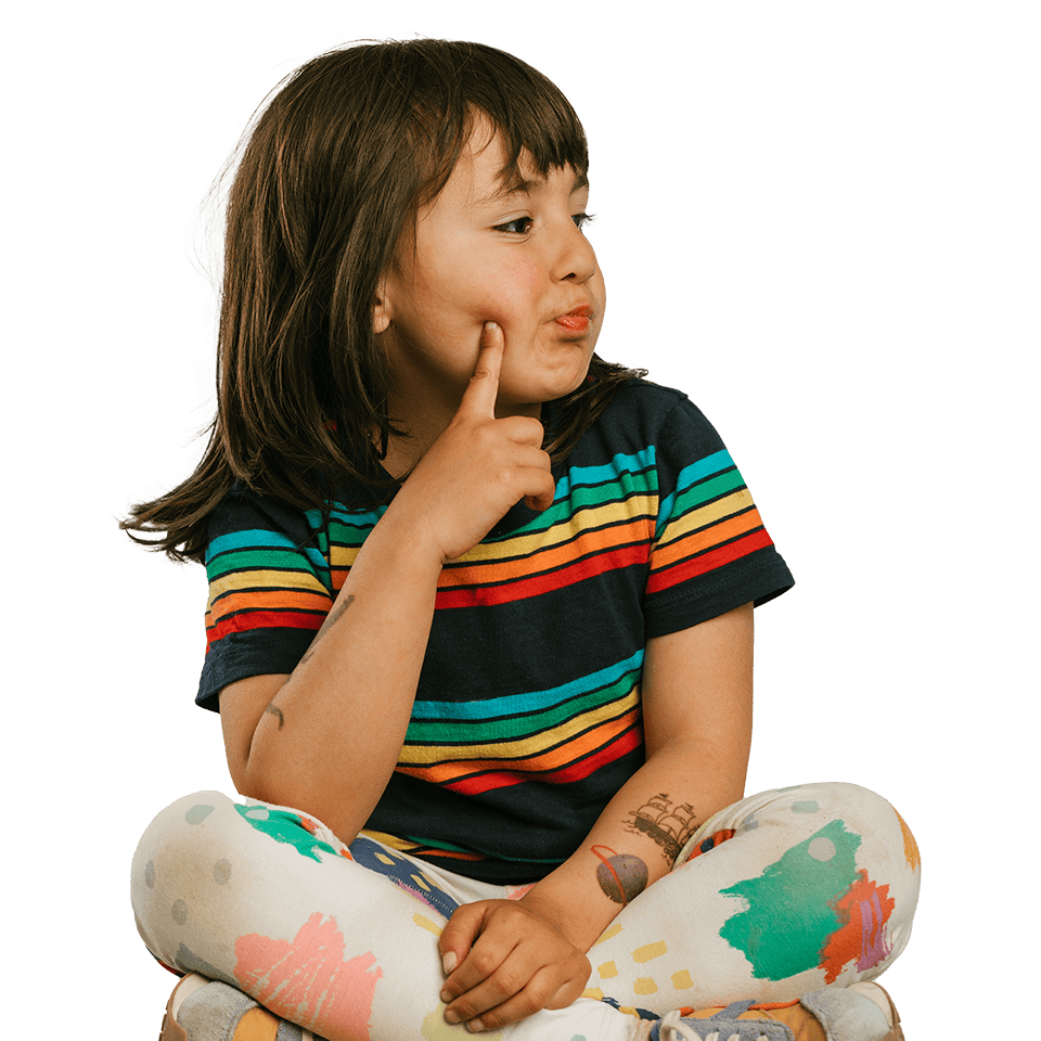 kid poking their cheek