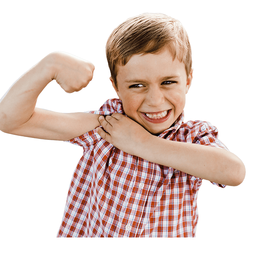 kid showing of muscles