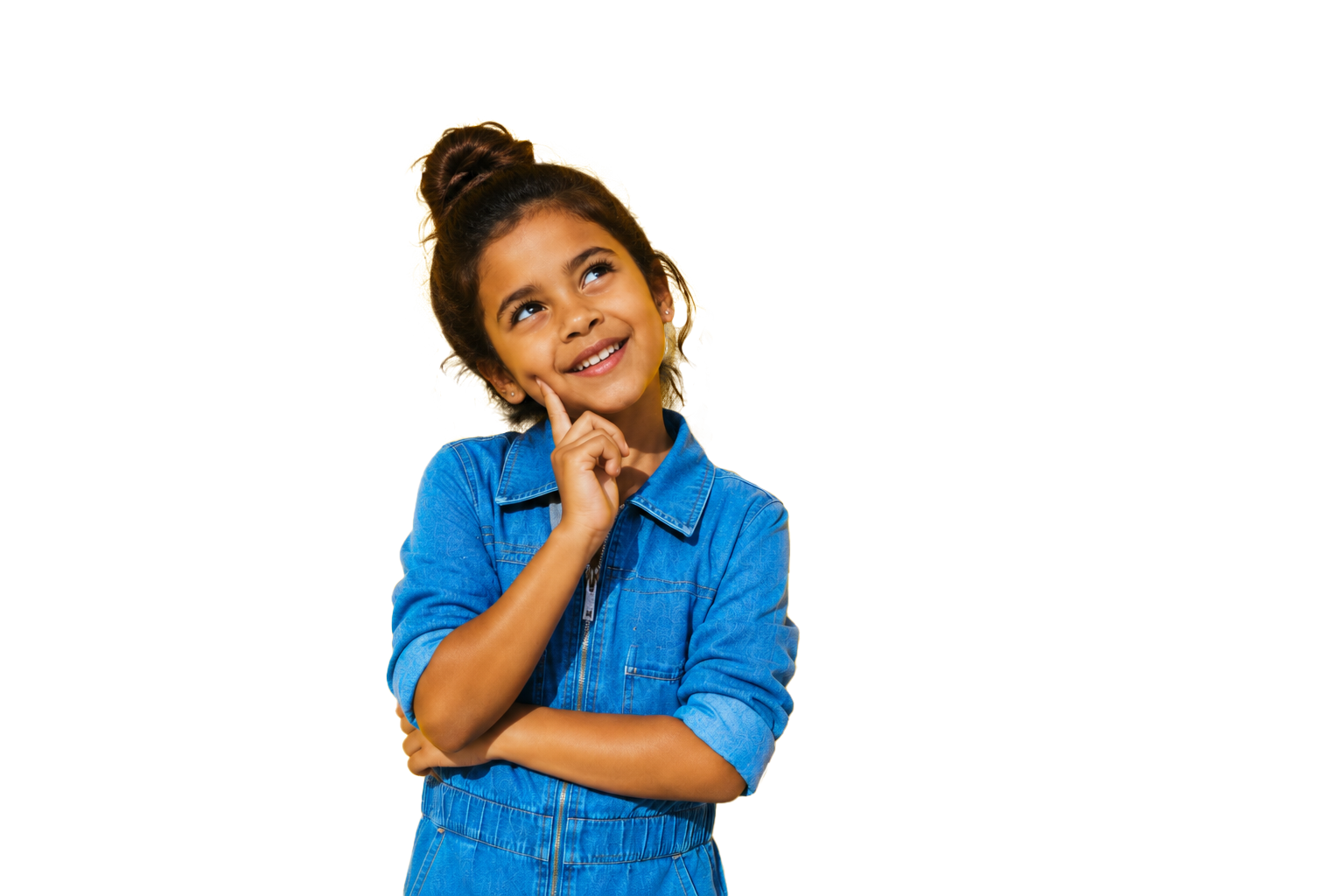 Young girl in a blue denim jacket