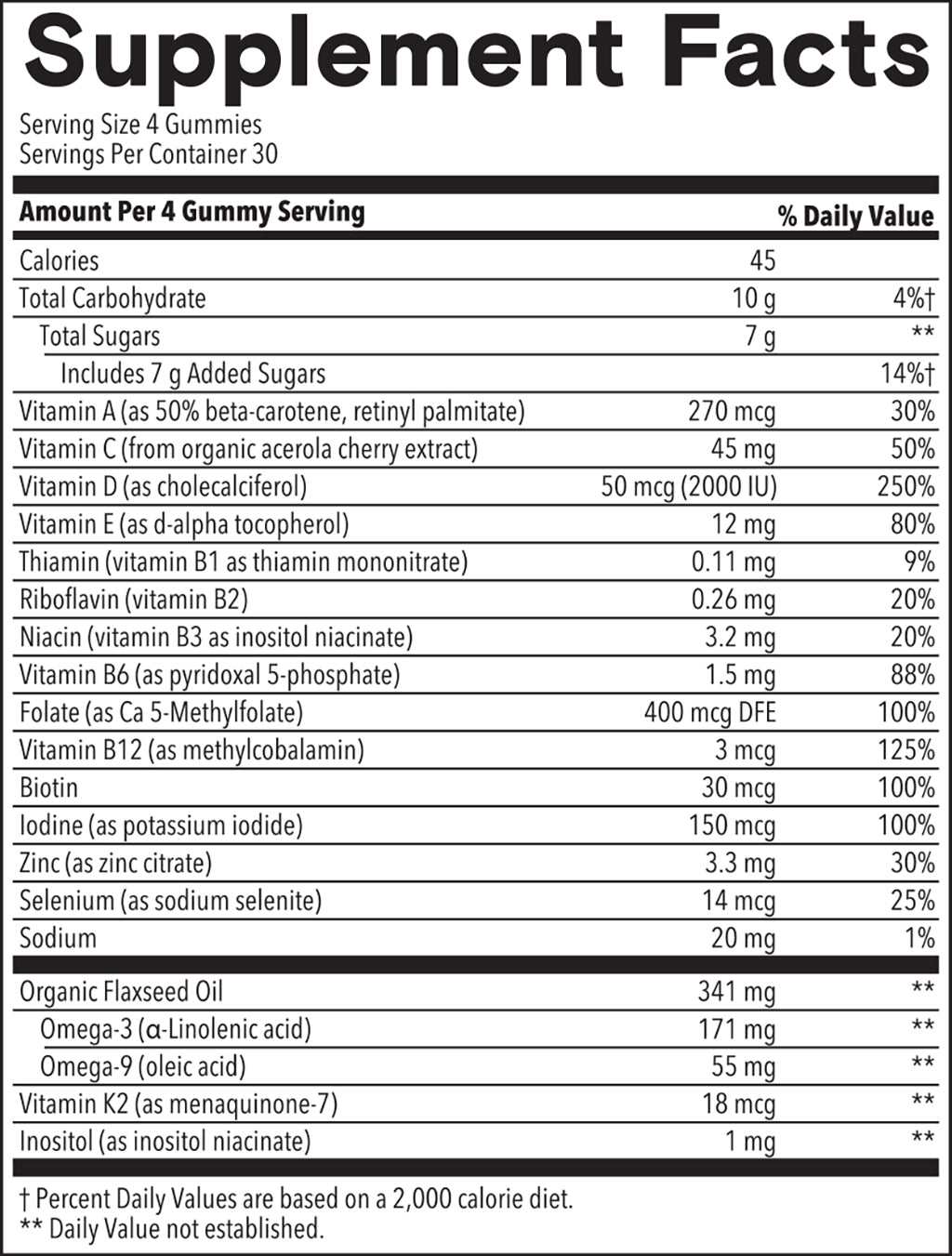 Women’s Organic Multi & Omegas 13201203 sup-facts