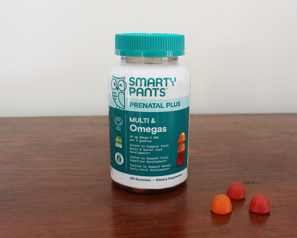 prenatal plus multi omegas on table
