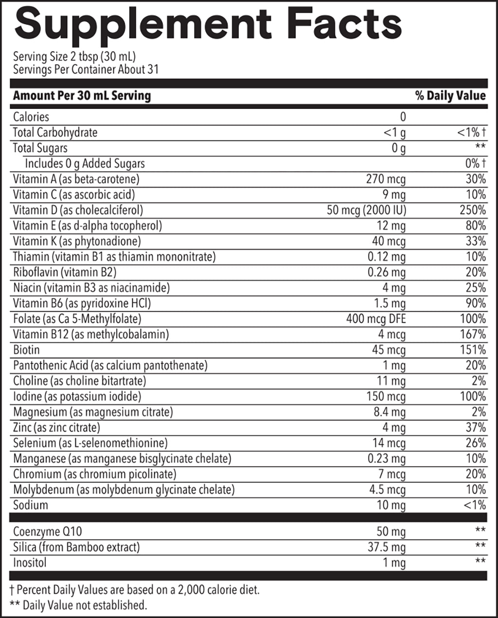 Women's Plus Liquid Multivitamin Multimineral 32oz supplement facts