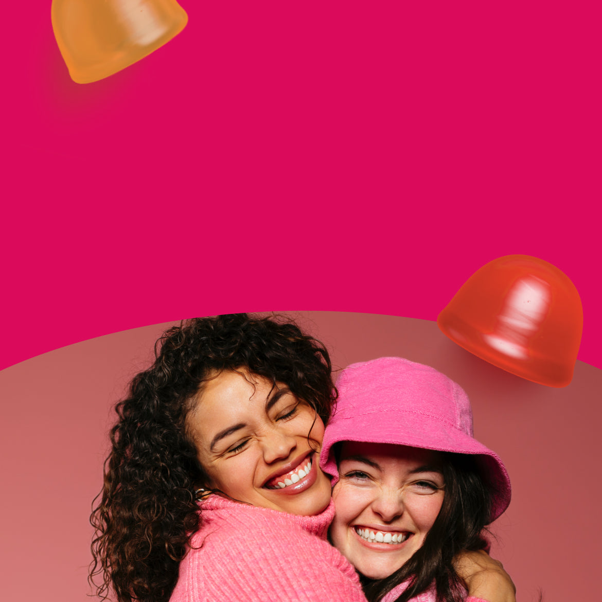 women smiling and hugging
